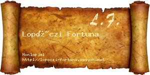 Lopóczi Fortuna névjegykártya